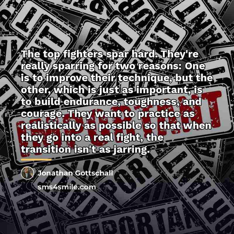 “The top fighters spar hard. They're really sparring for two…” quote by Jonathan Gottschall