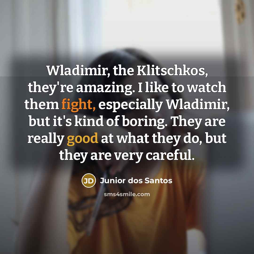 “Wladimir, the Klitschkos, they're amazing. I like to watch them…” quote by Junior dos Santos