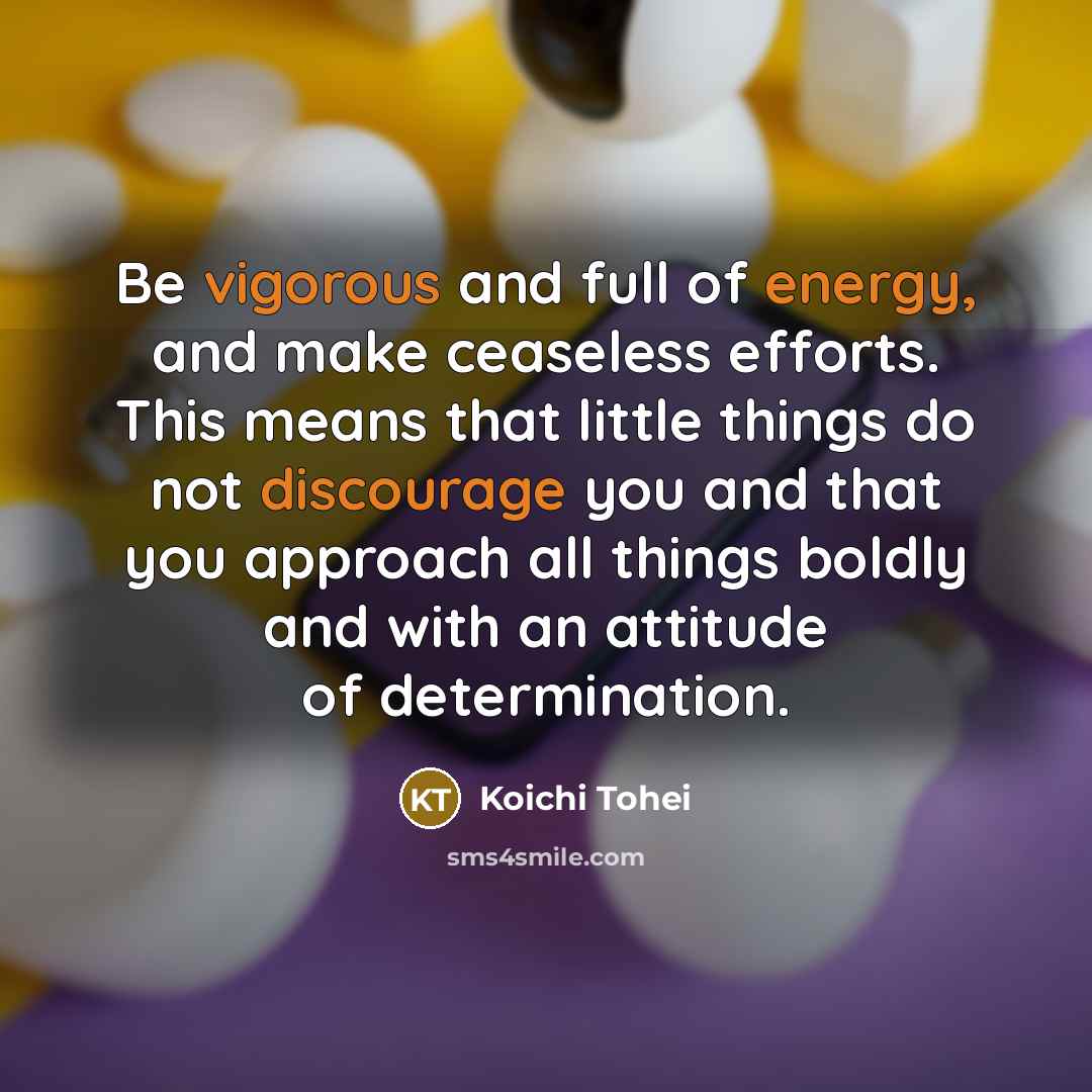 “Be vigorous and full of energy, and make ceaseless efforts.…” quote by Koichi Tohei