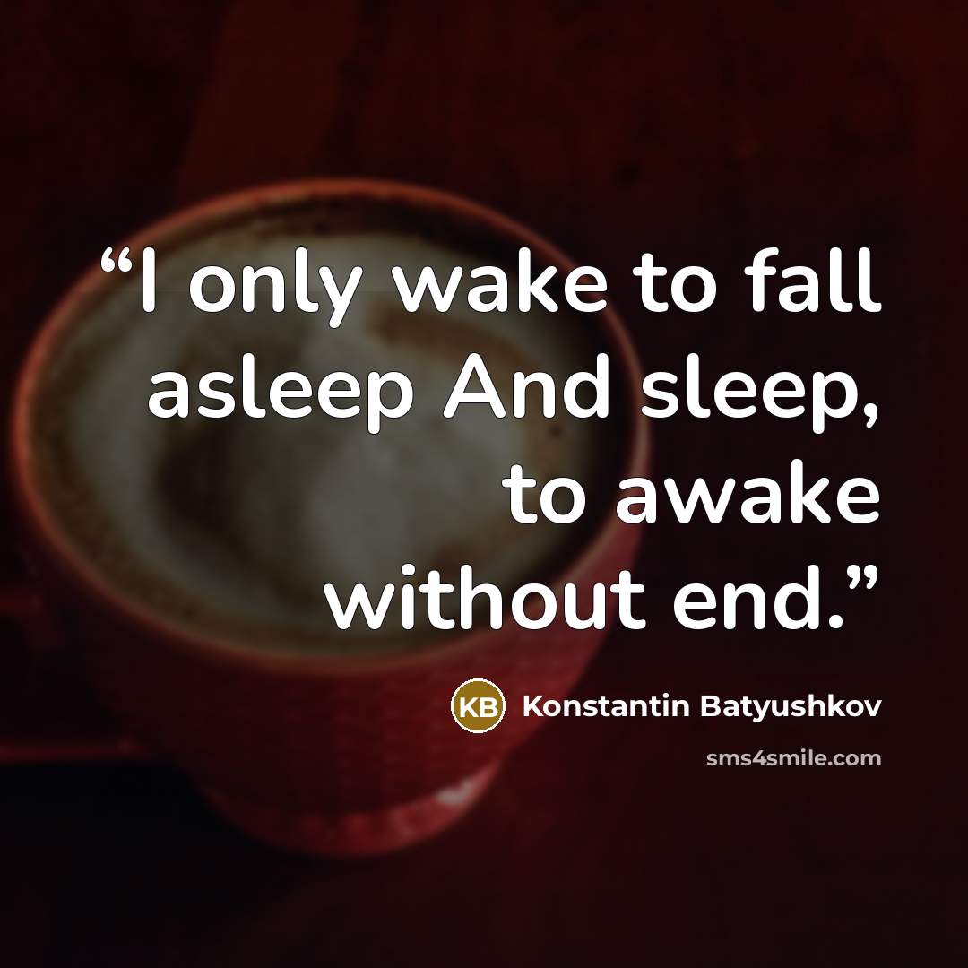 “I only wake to fall asleep And sleep, to awake without end.” quote by Konstantin Batyushkov
