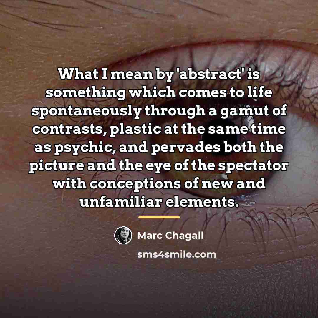 “What I mean by 'abstract' is something which comes to…” quote by Marc Chagall