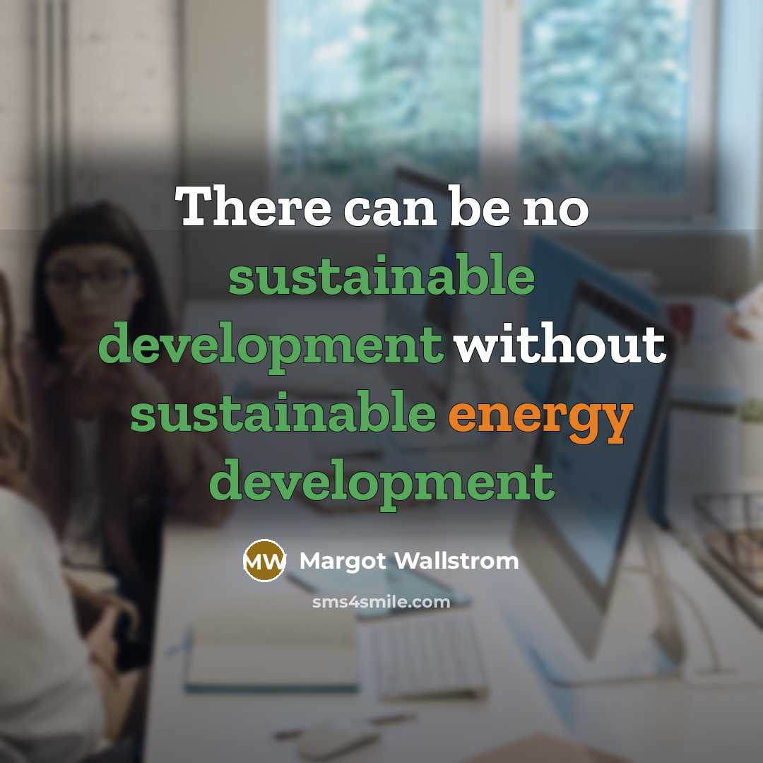 “There can be no sustainable development without sustainable energy development” quote by Margot Wallstrom