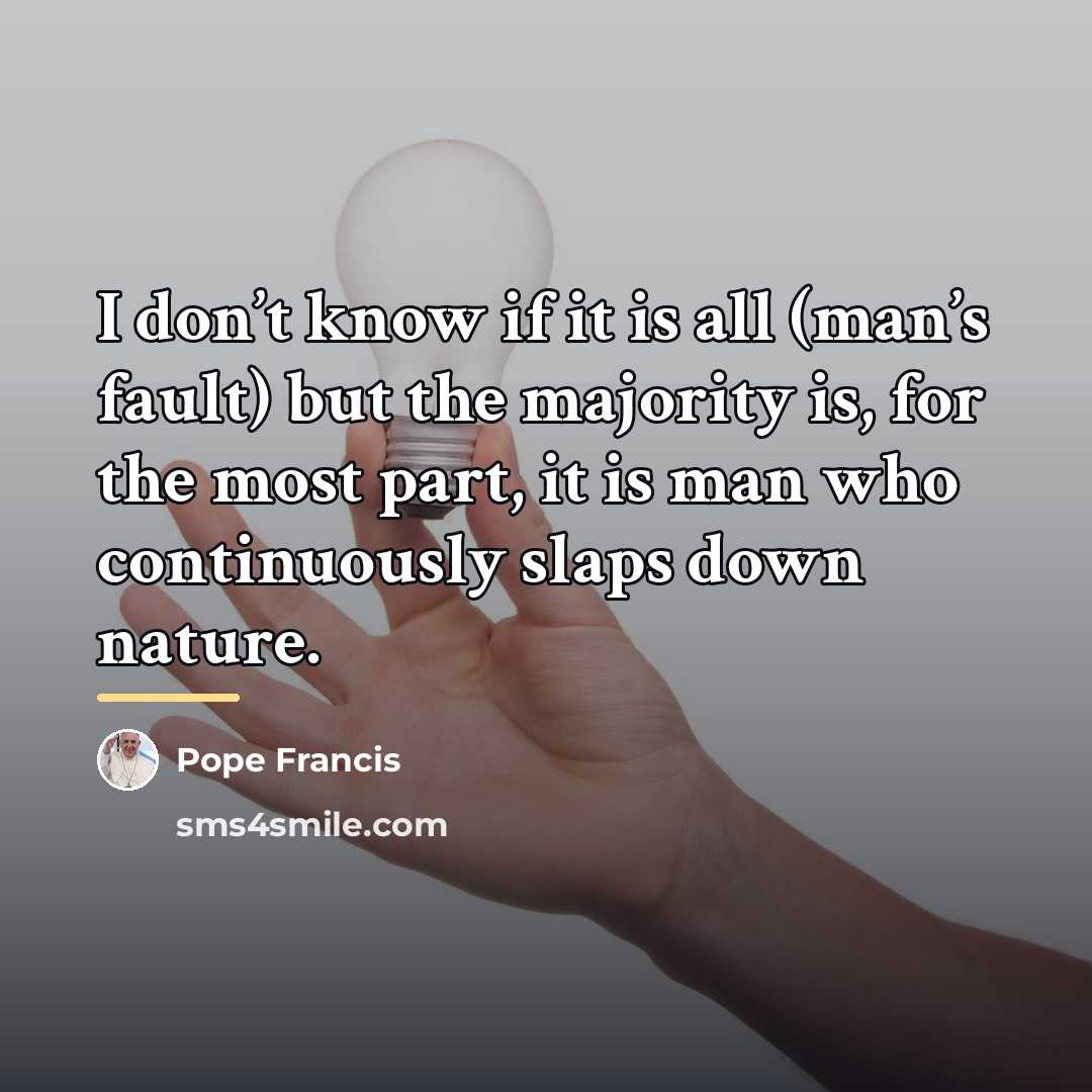 “I don’t know if it is all (man’s fault) but…” quote by Pope Francis
