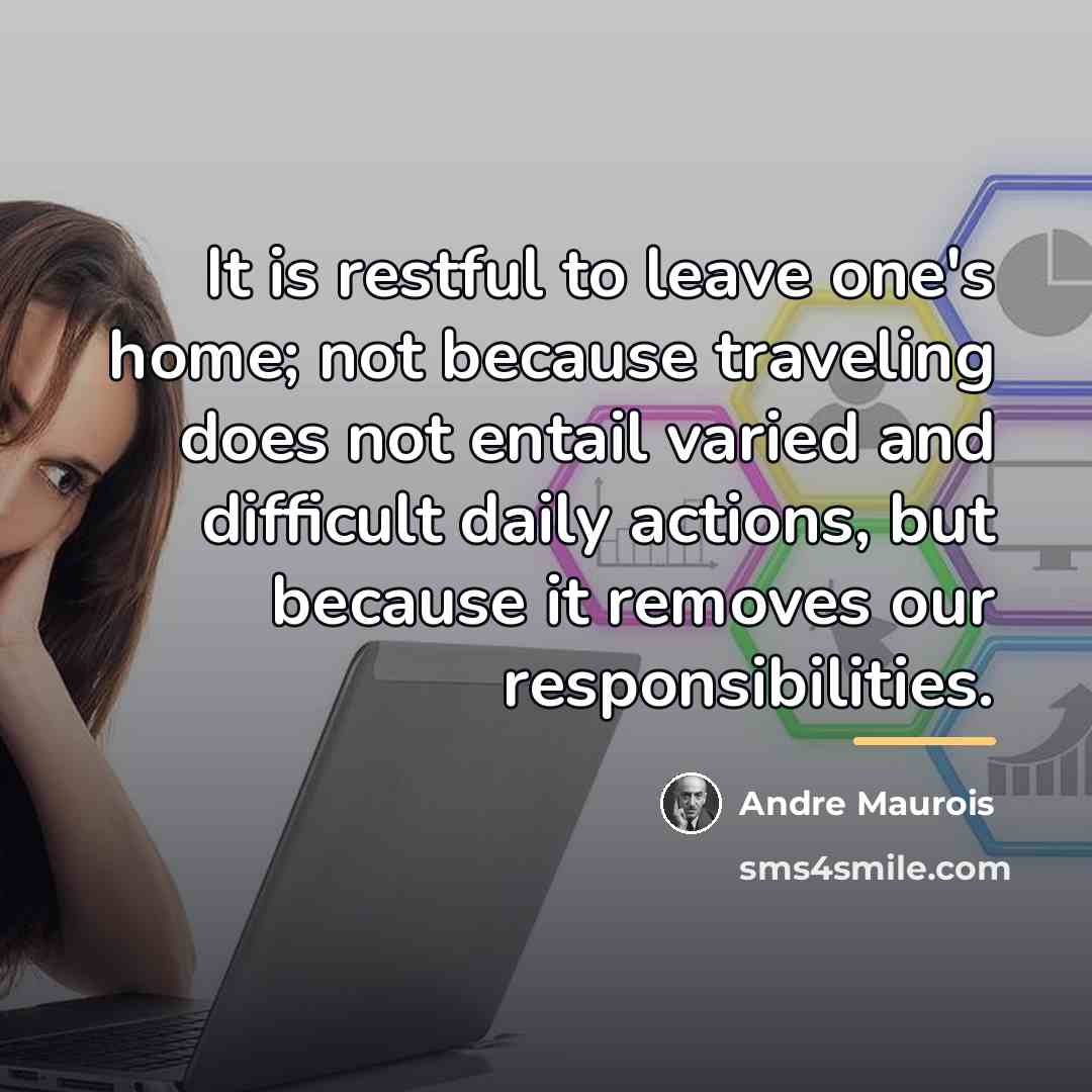 “It is restful to leave one's home; not because traveling…” quote by Andre Maurois