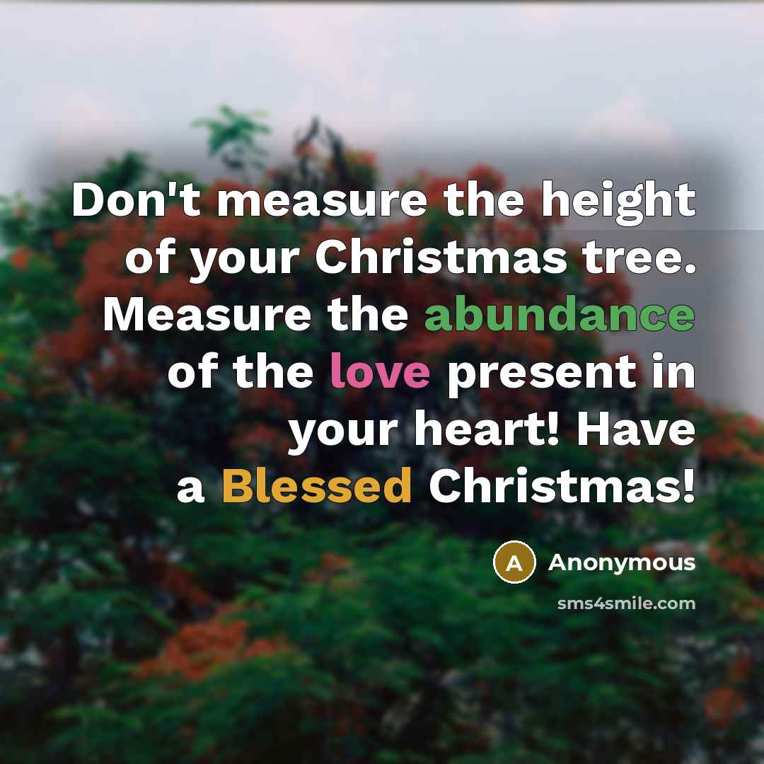 “Don't measure the height of your Christmas tree. Measure the…” quote by Anonymous