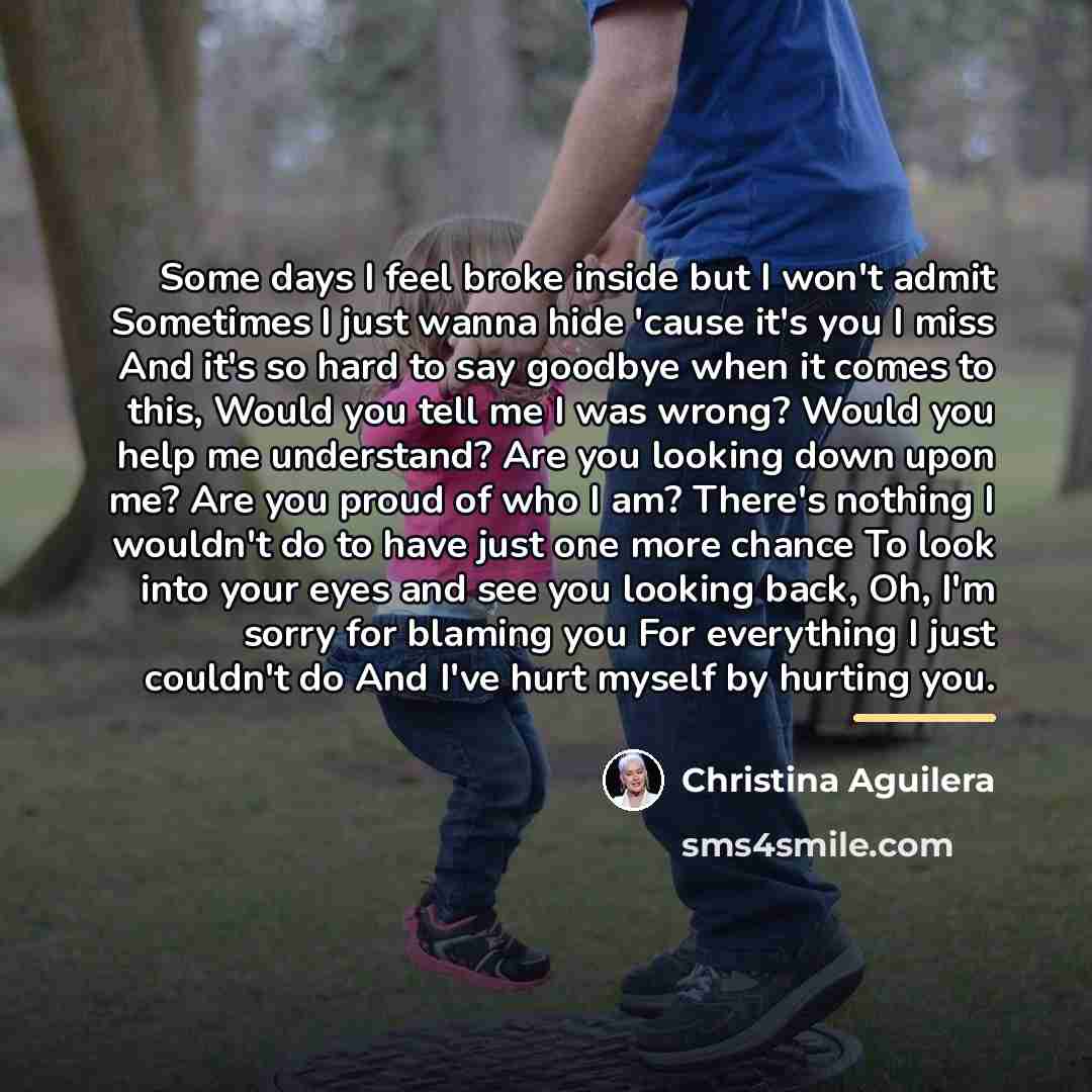 “Some days I feel broke inside but I won't admit…” quote by Christina Aguilera