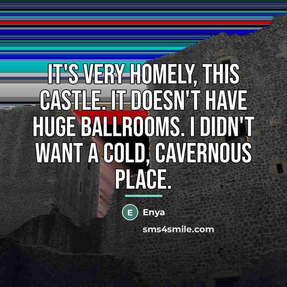 “It's very homely, this castle. It doesn't have huge ballrooms.…” quote by Enya