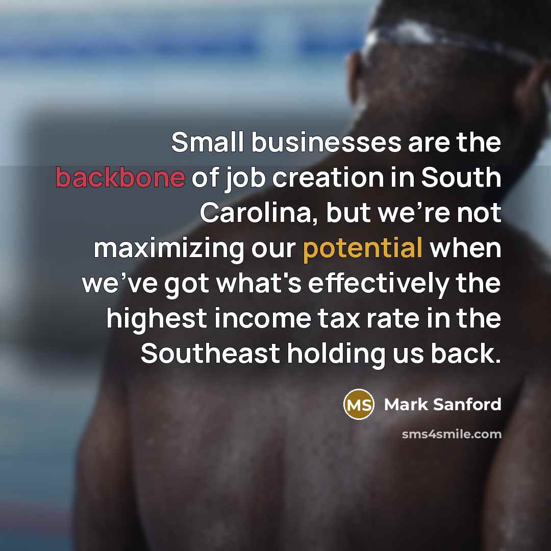 “Small businesses are the backbone of job creation in South…” quote by Mark Sanford