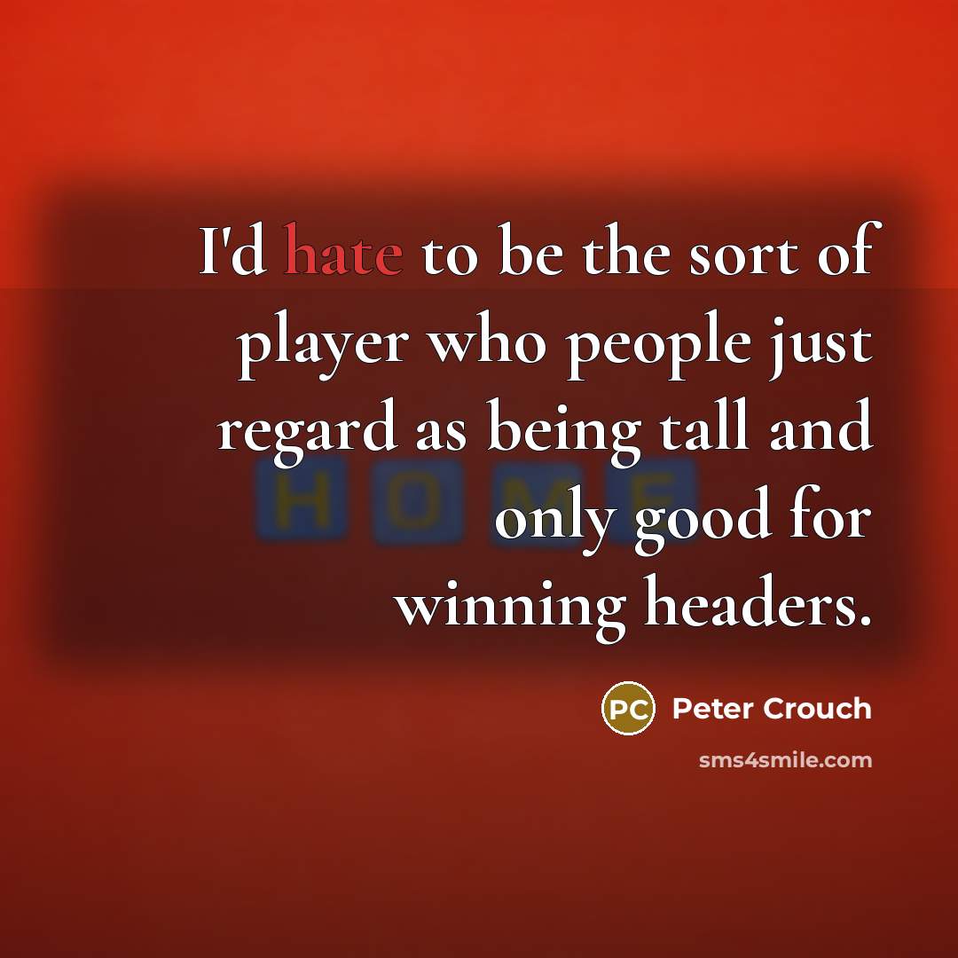 “I'd hate to be the sort of player who people…” quote by Peter Crouch