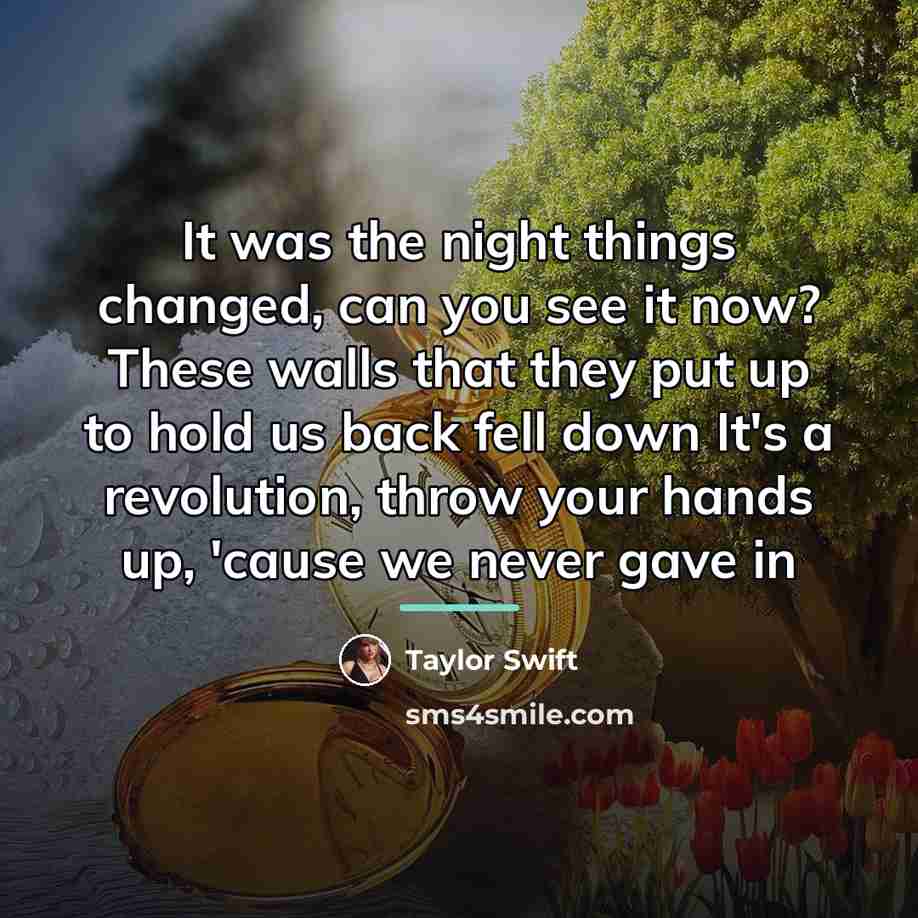 “It was the night things changed, can you see it…” quote by Taylor Swift