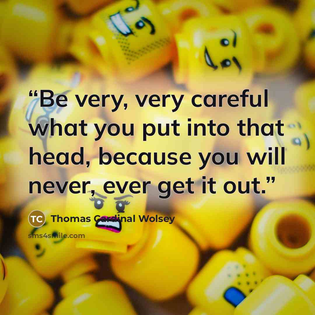 “Be very, very careful what you put into that head, because you will never, ever get it out.” quote by Thomas Cardinal Wolsey