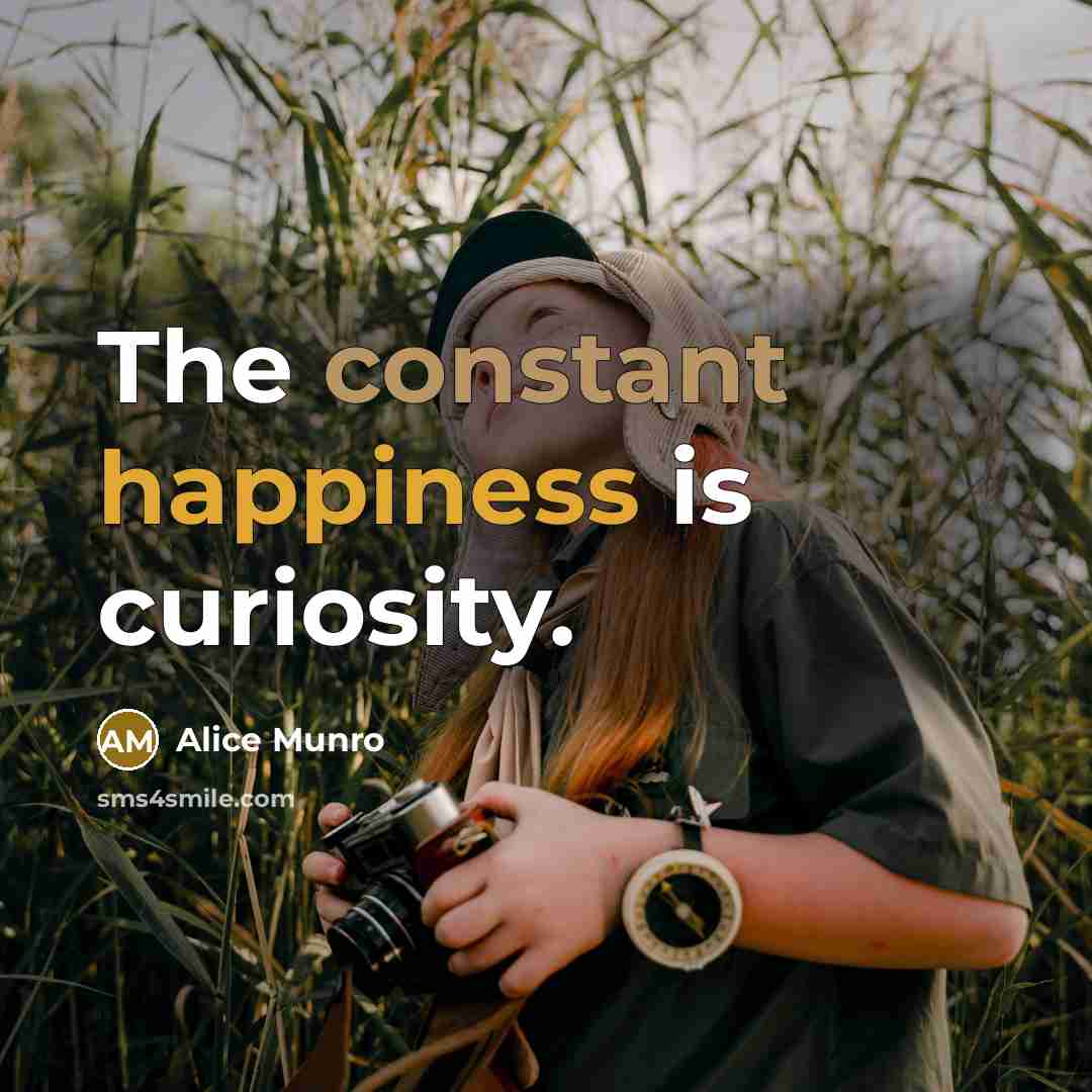 “The constant happiness is curiosity.…” quote by Alice Munro