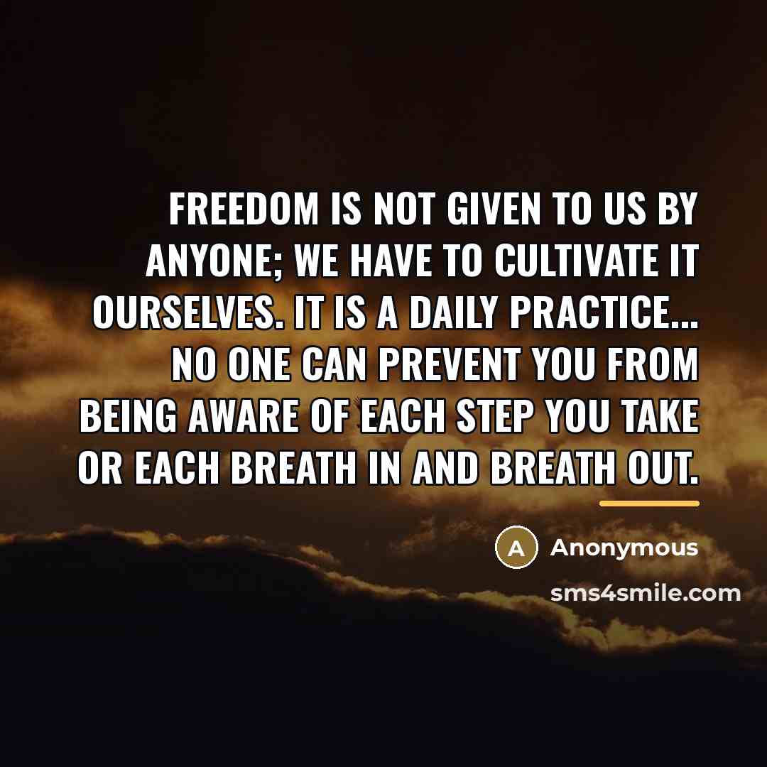 “Freedom is not given to us by anyone; we have…” quote by Anonymous