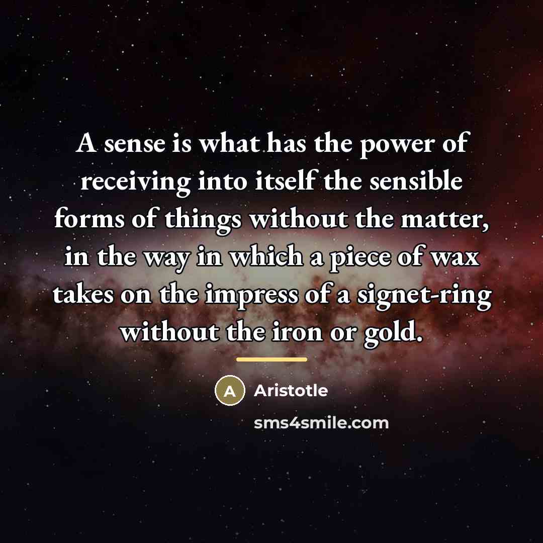 “A sense is what has the power of receiving into…” quote by Aristotle