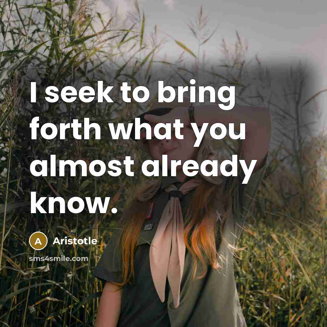 “I seek to bring forth what you almost already know.…” quote by Aristotle