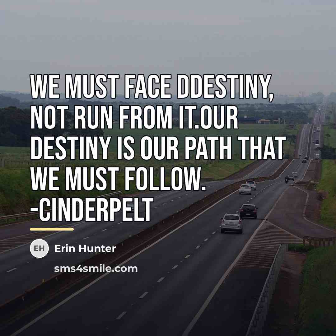“We must face ddestiny, not run from it.our destiny is…” quote by Erin Hunter