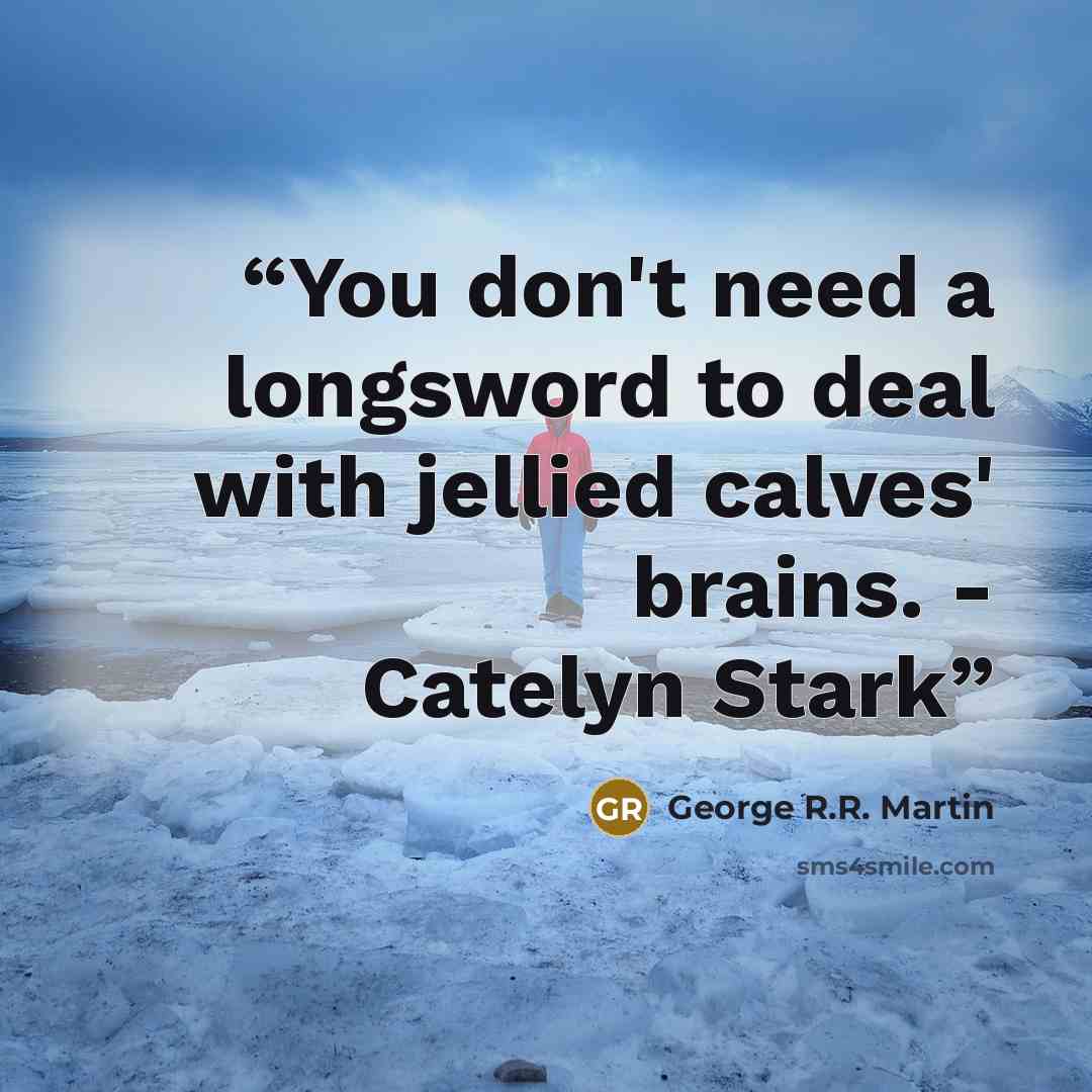 “You don't need a longsword to deal with jellied calves' brains. - Catelyn Stark” quote by George R.R. Martin