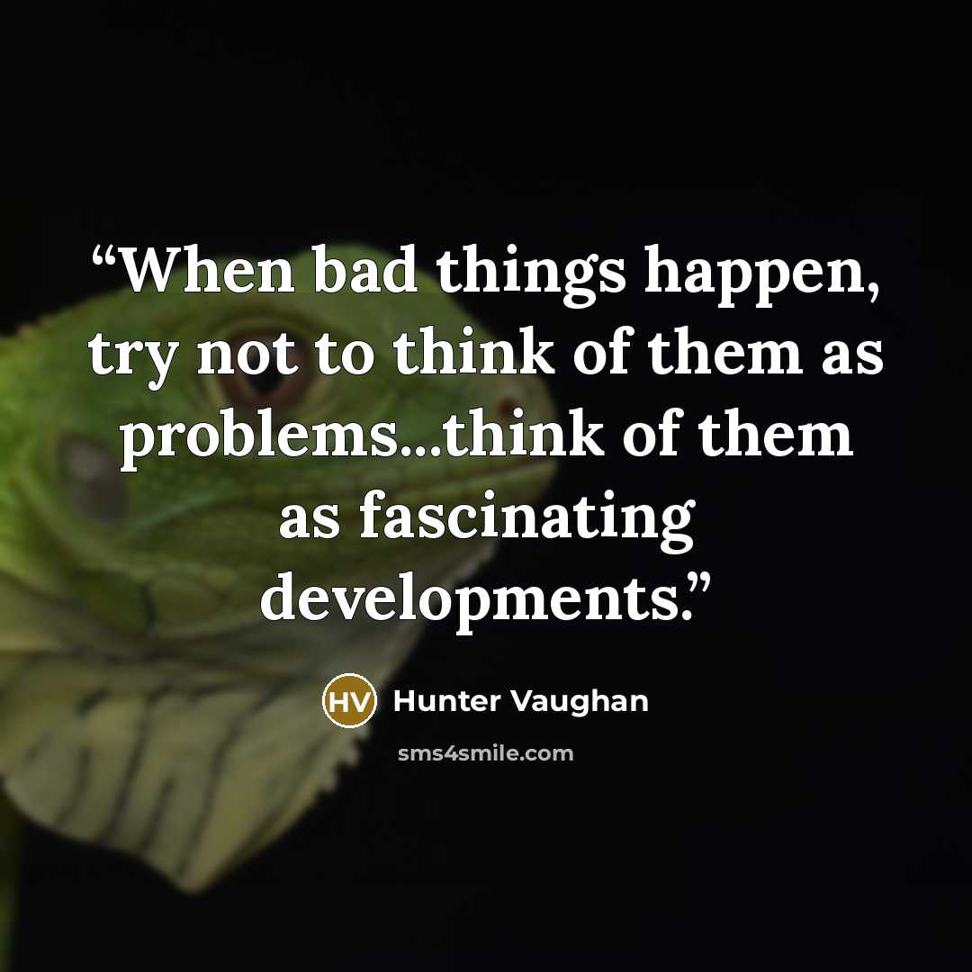 “When bad things happen, try not to think of them as problems...think of them as fascinating developments.” quote by Hunter Vaughan