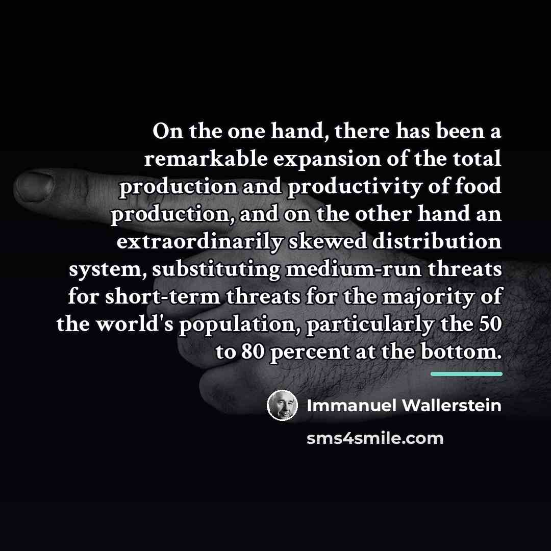 “On the one hand, there has been a remarkable expansion…” quote by Immanuel Wallerstein