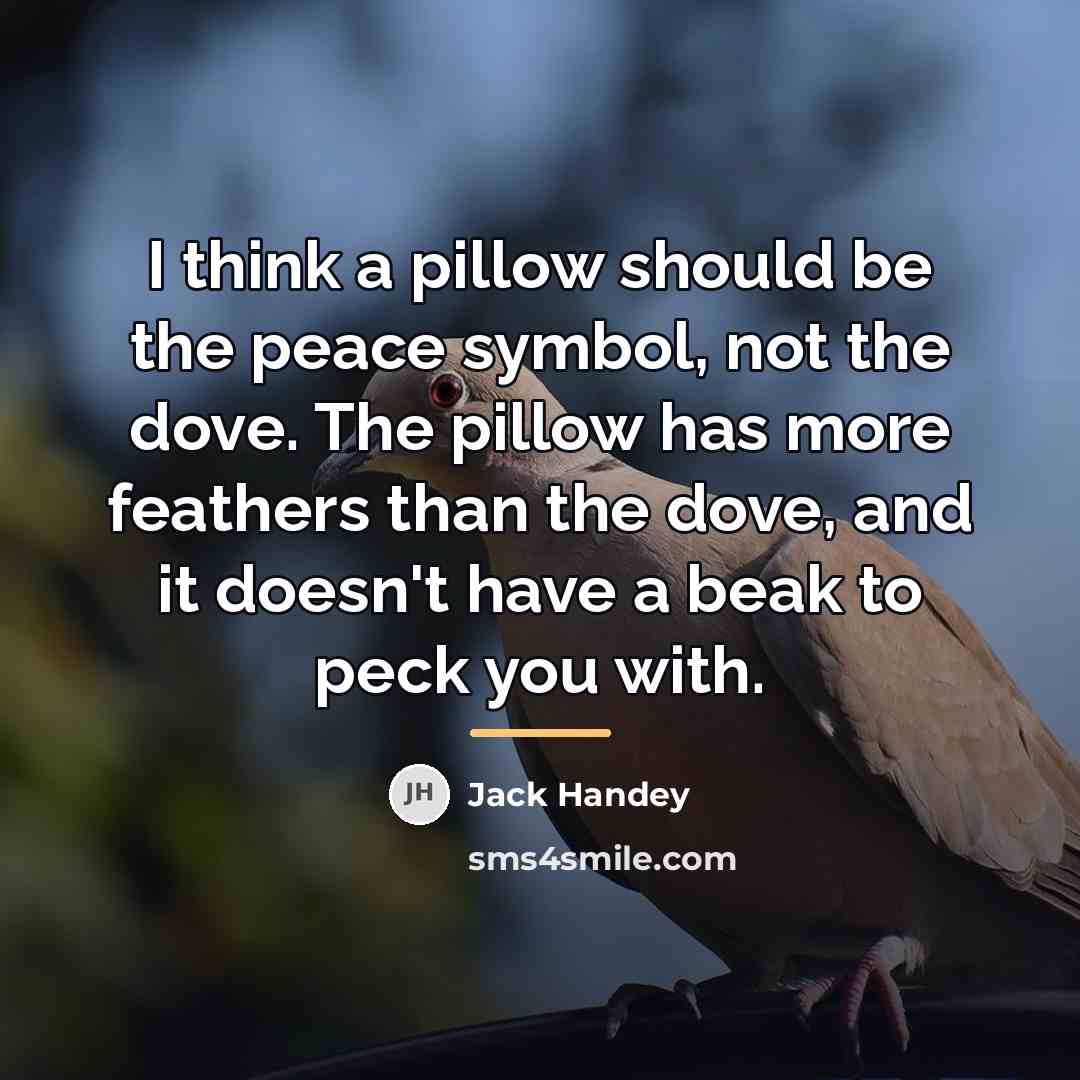 “I think a pillow should be the peace symbol, not…” quote by Jack Handey