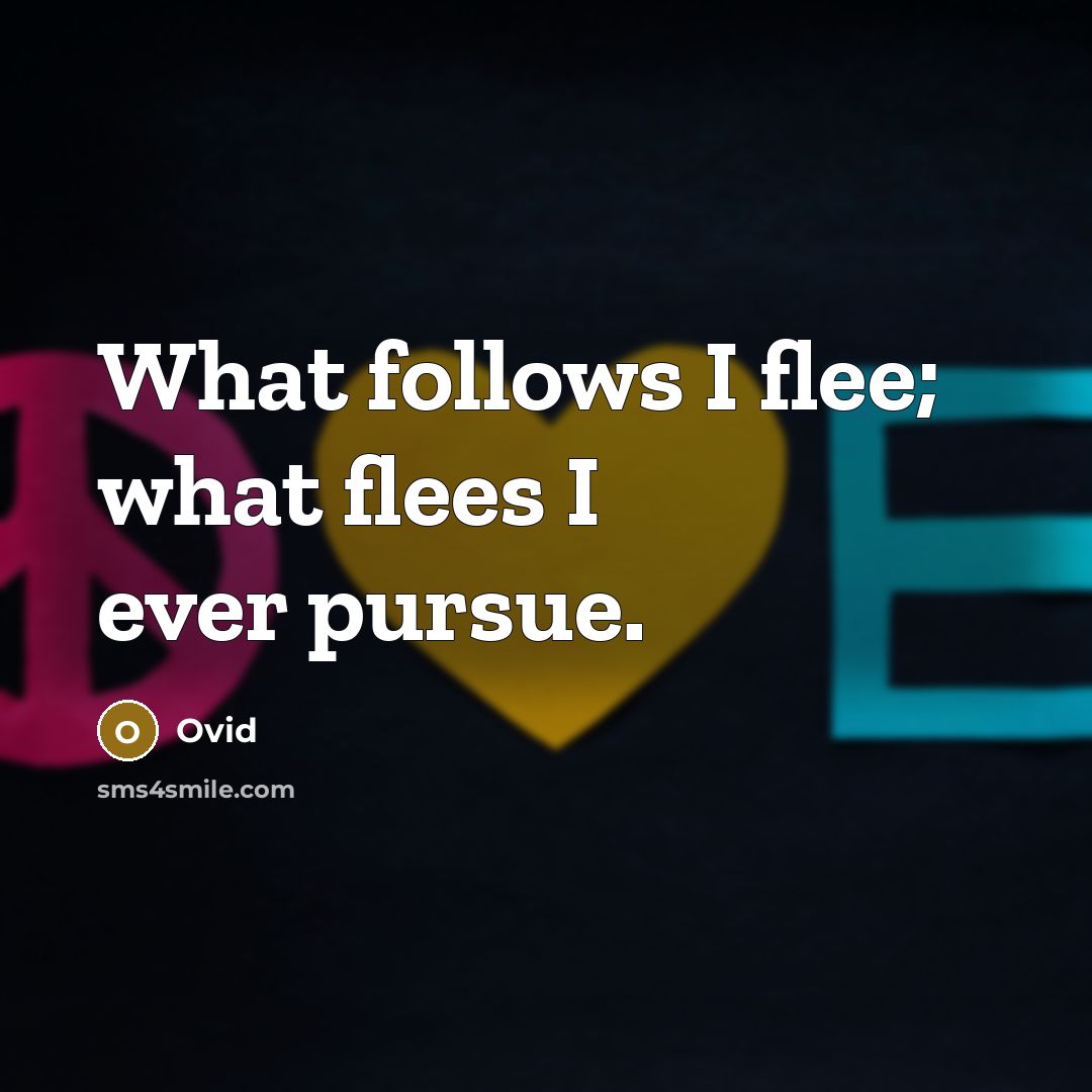 “What follows I flee; what flees I ever pursue.” quote by Ovid