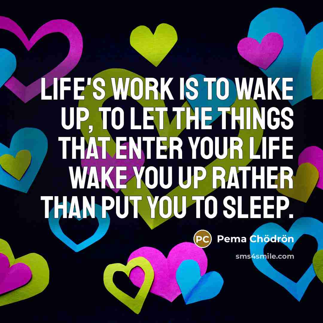 “Life's work is to wake up, to let the things…” quote by Pema Chodron