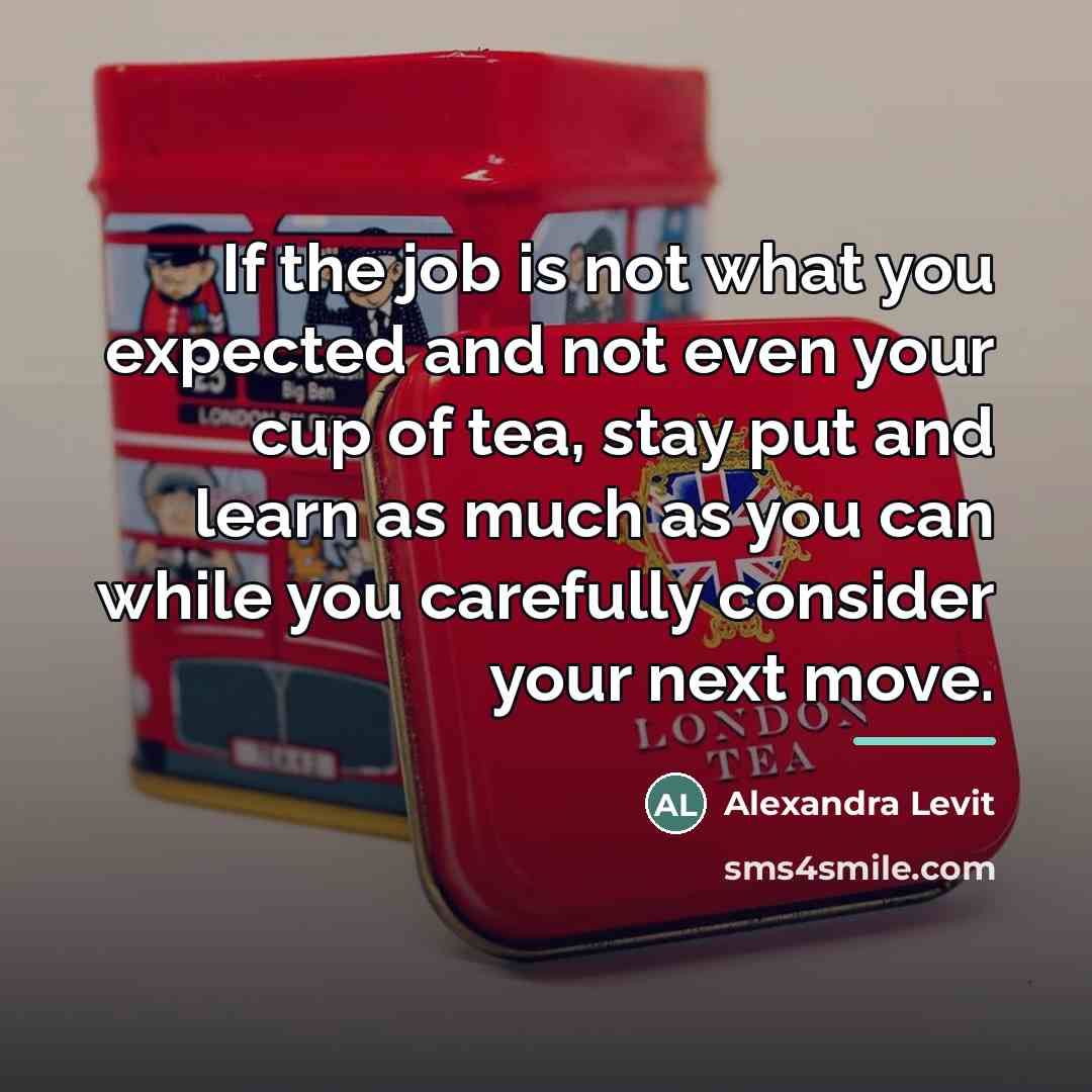 “If the job is not what you expected and not…” quote by Alexandra Levit