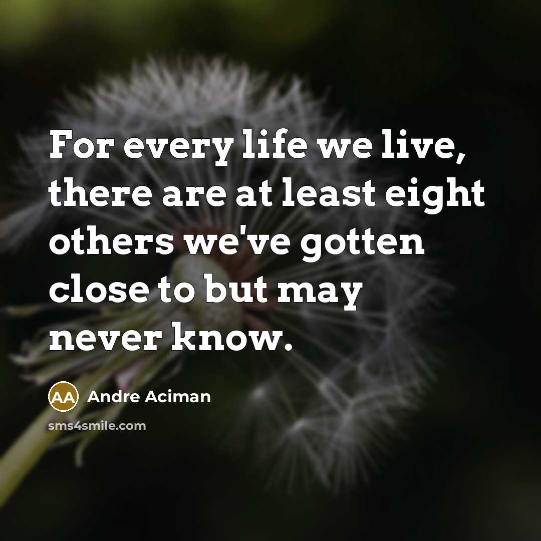 “For every life we live, there are at least eight…” quote by Andre Aciman