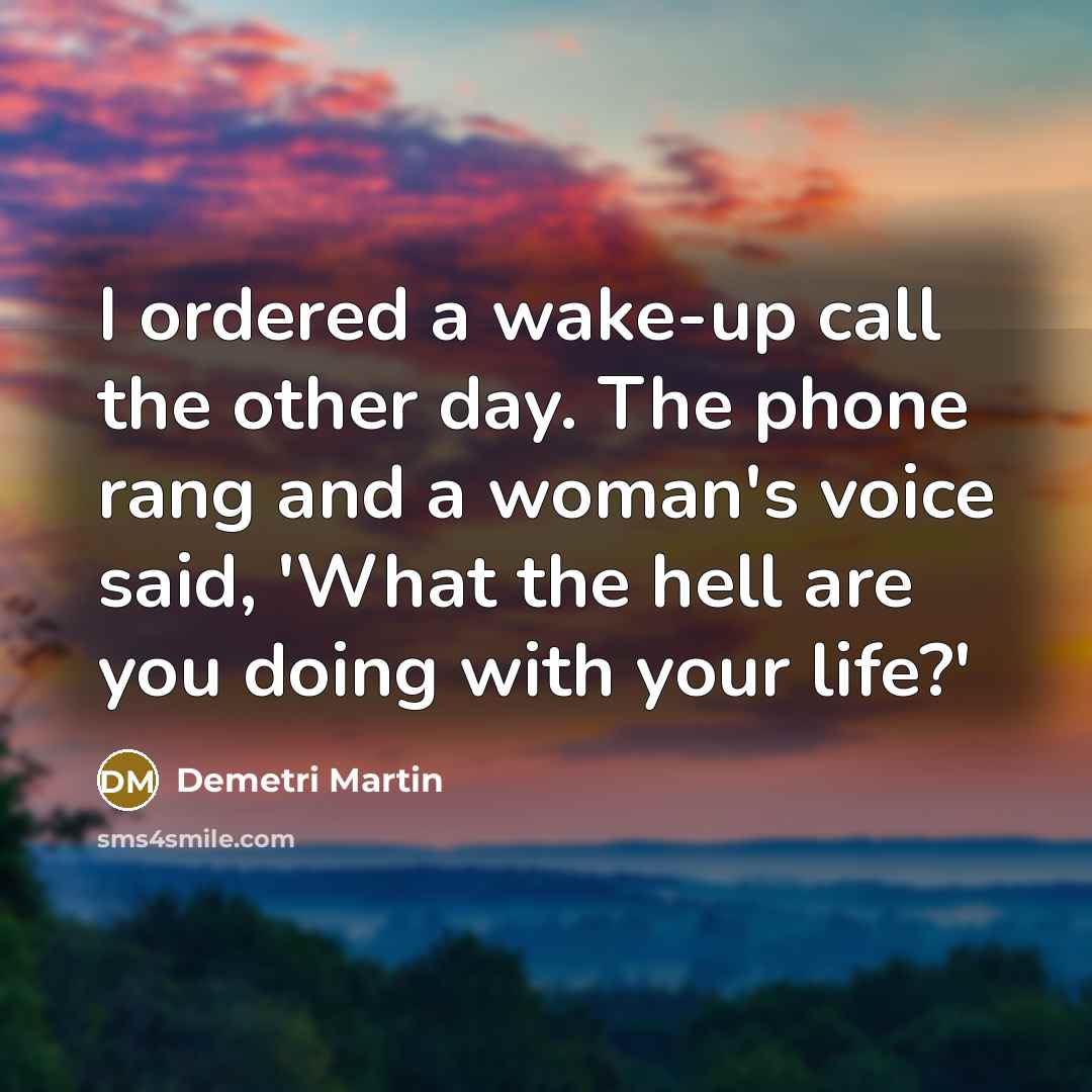 “I ordered a wake-up call the other day. The phone…” quote by Demetri Martin