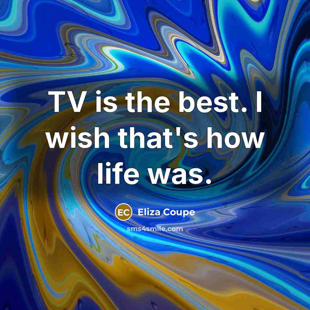 “TV is the best. I wish that's how life was.” quote by Eliza Coupe
