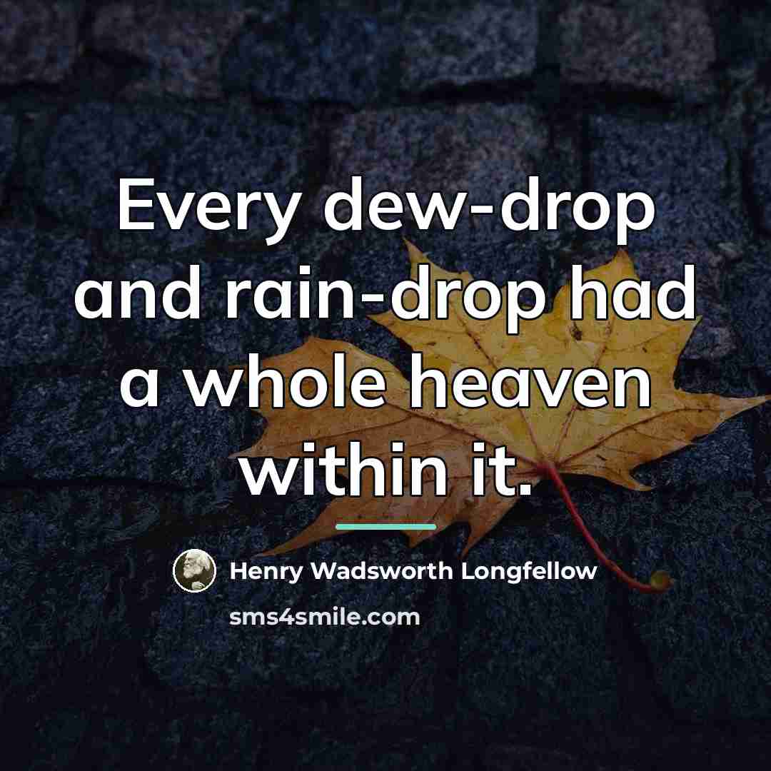 “Every dew-drop and rain-drop had a whole heaven within it.…” quote by Henry Wadsworth Longfellow