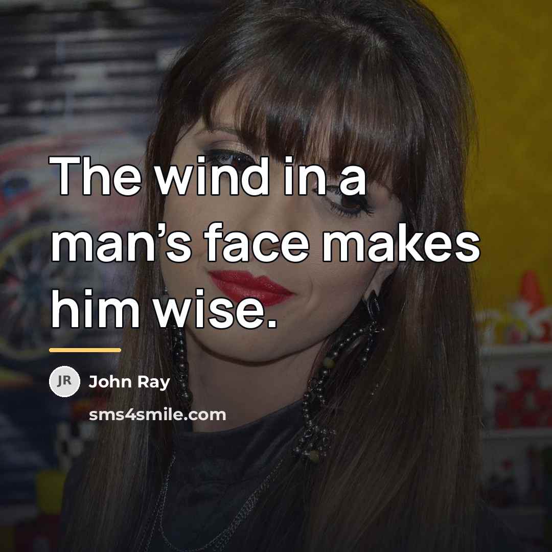 “The wind in a man's face makes him wise.…” quote by John Ray