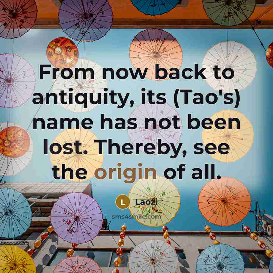“From now back to antiquity, its (Tao's) name has not…” quote by Laozi