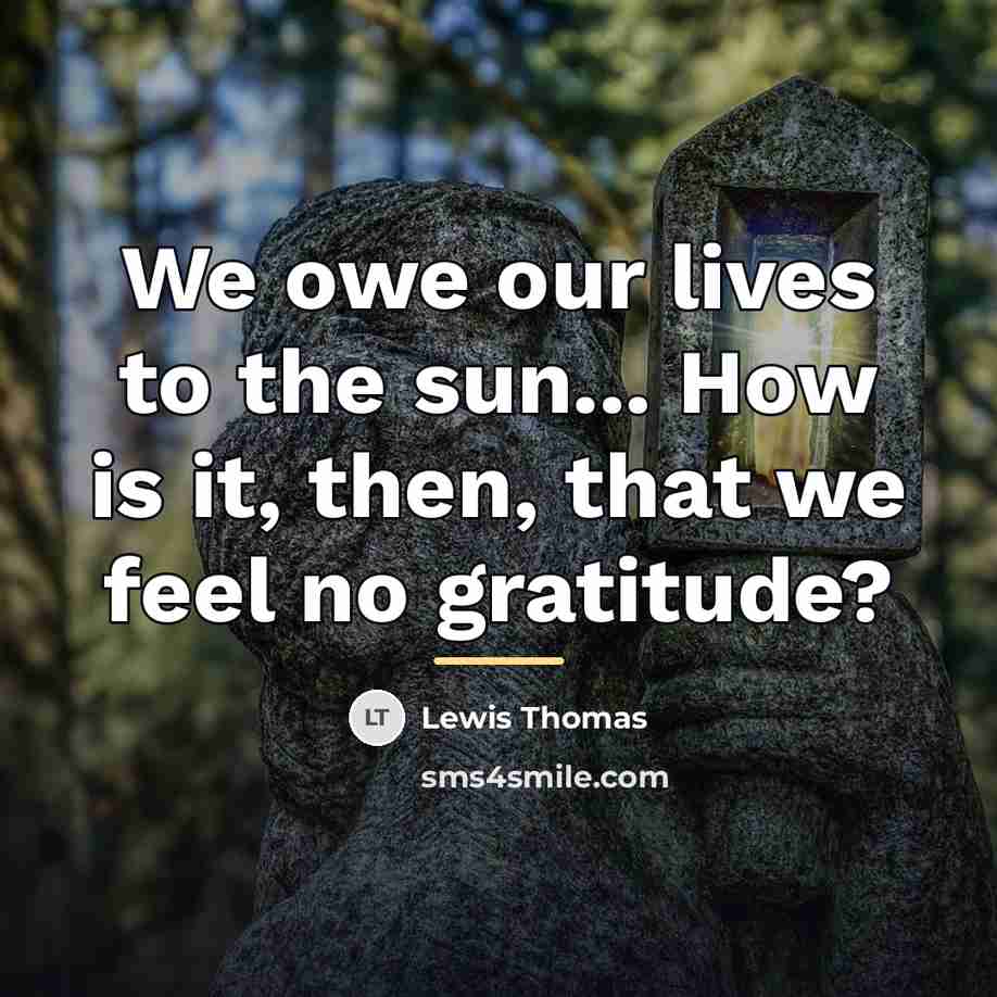 “We owe our lives to the sun... How is it,…” quote by Lewis Thomas