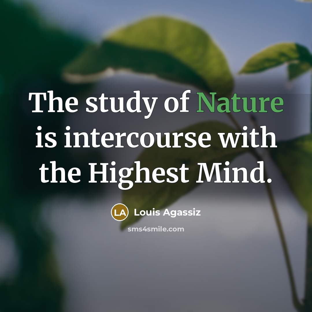 “The study of Nature is intercourse with the Highest Mind.…” quote by Louis Agassiz