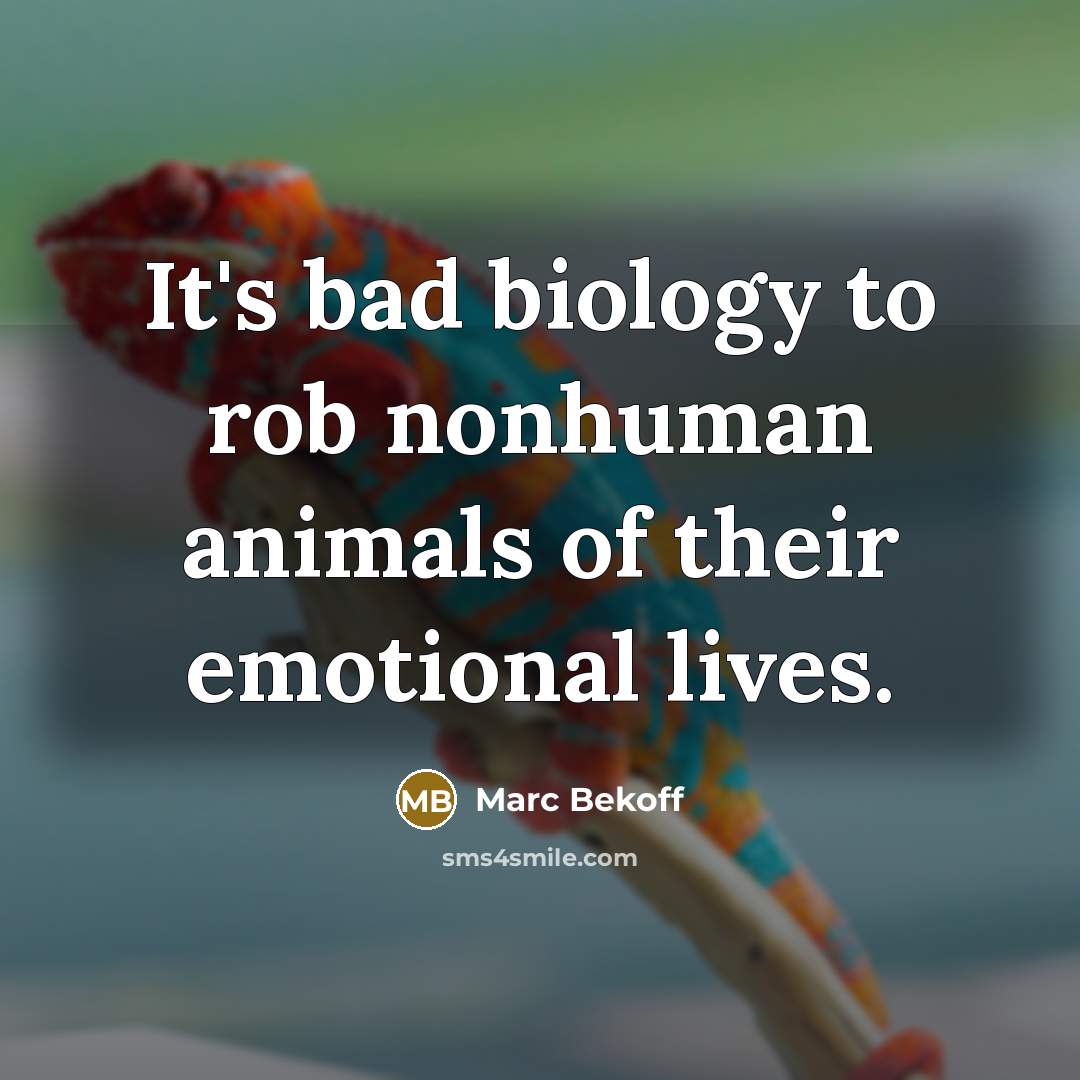 “It's bad biology to rob nonhuman animals of their emotional…” quote by Marc Bekoff