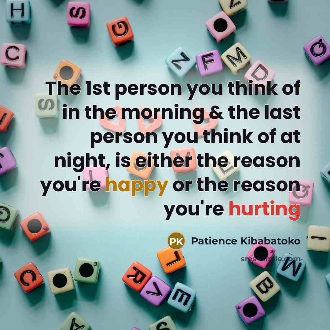 “The 1st person you think of in the morning &…” quote by Patience Kibabatoko