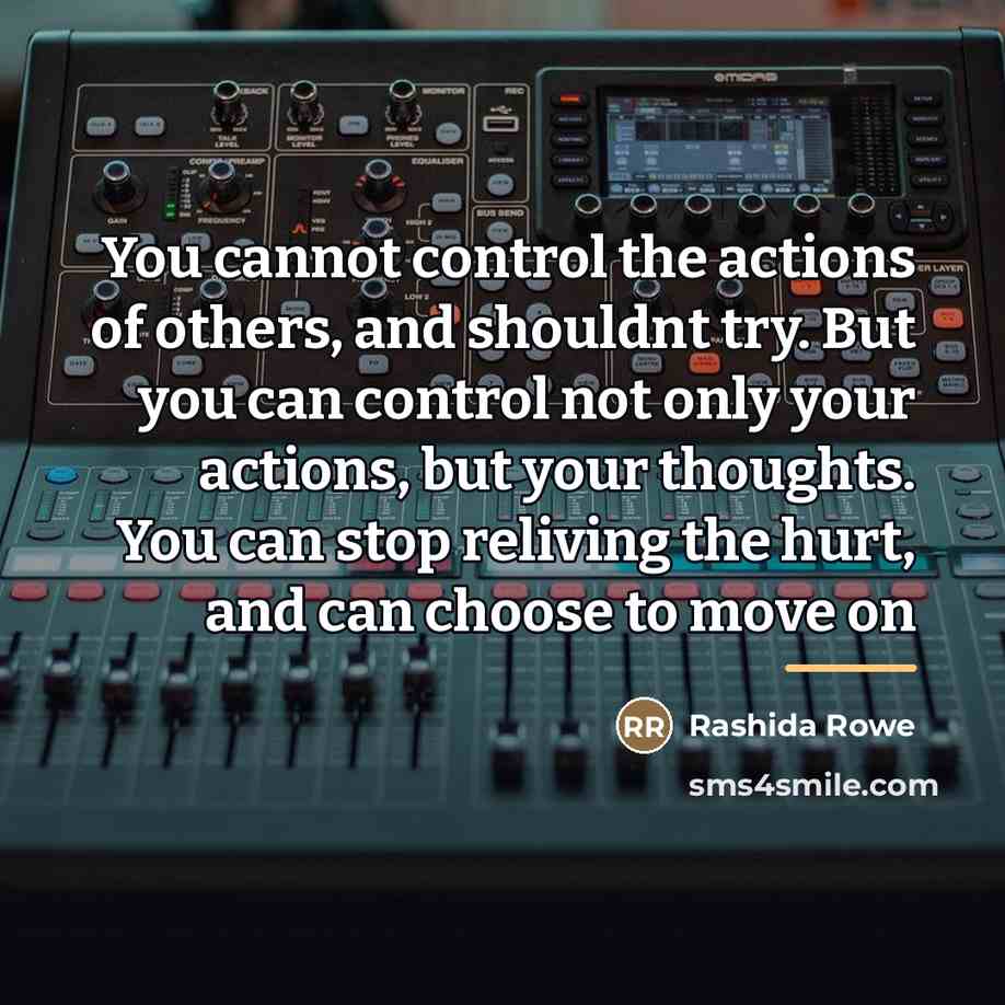 “You cannot control the actions of others, and shouldnt try.…” quote by Rashida Rowe