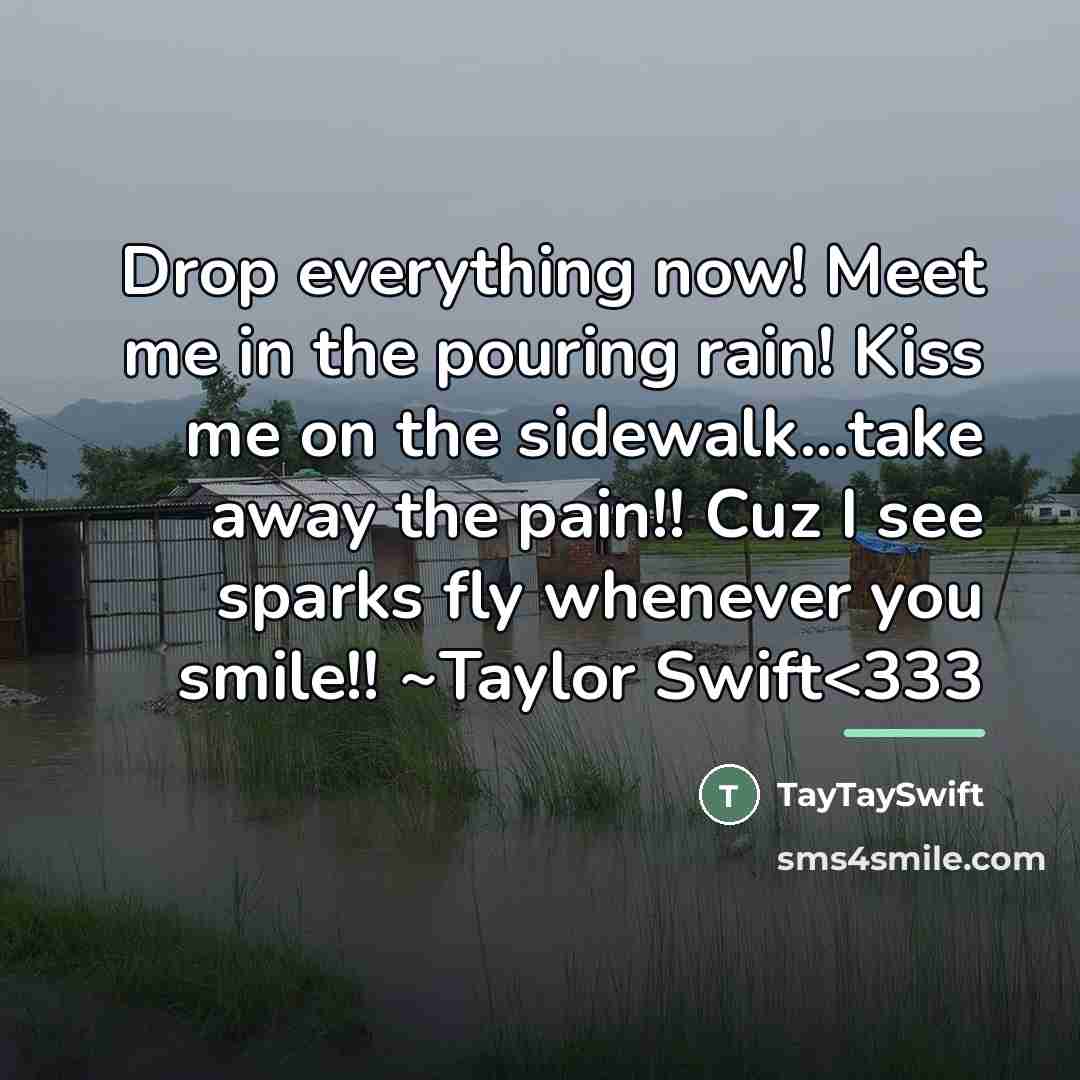 “Drop everything now! Meet me in the pouring rain! Kiss…” quote by TayTaySwift