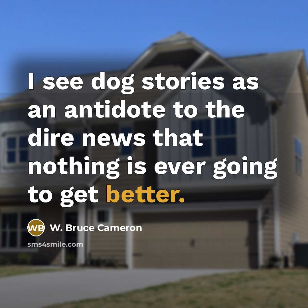 “I see dog stories as an antidote to the dire news that nothing is ever going to get better.” quote by W. Bruce Cameron