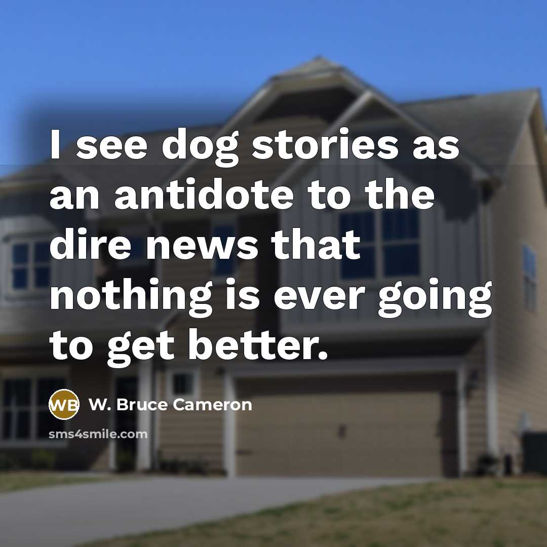 “I see dog stories as an antidote to the dire…” quote by W. Bruce Cameron