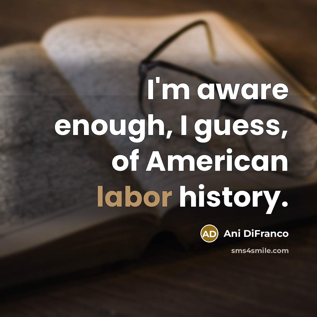 “I'm aware enough, I guess, of American labor history.…” quote by Ani DiFranco