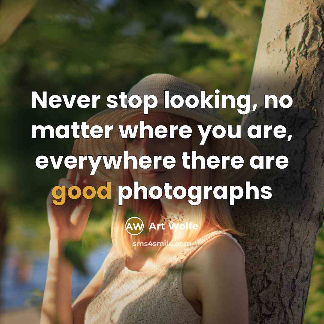“Never stop looking, no matter where you are, everywhere there…” quote by Art Wolfe