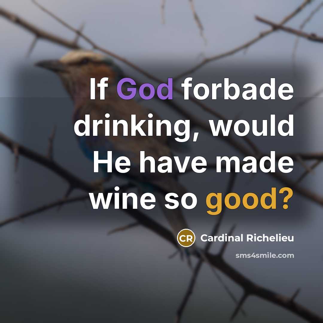 “If God forbade drinking, would He have made wine so…” quote by Cardinal Richelieu