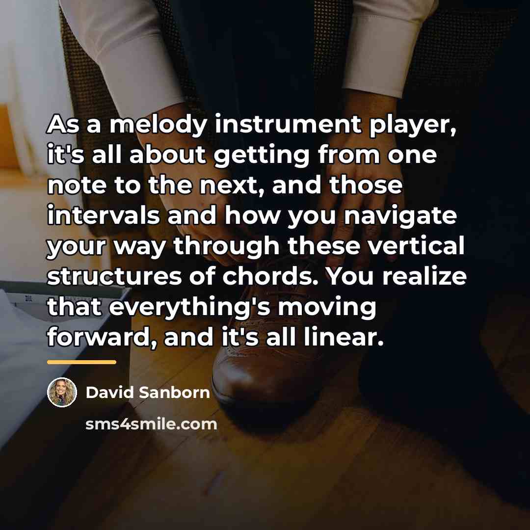 “As a melody instrument player, it's all about getting from…” quote by David Sanborn