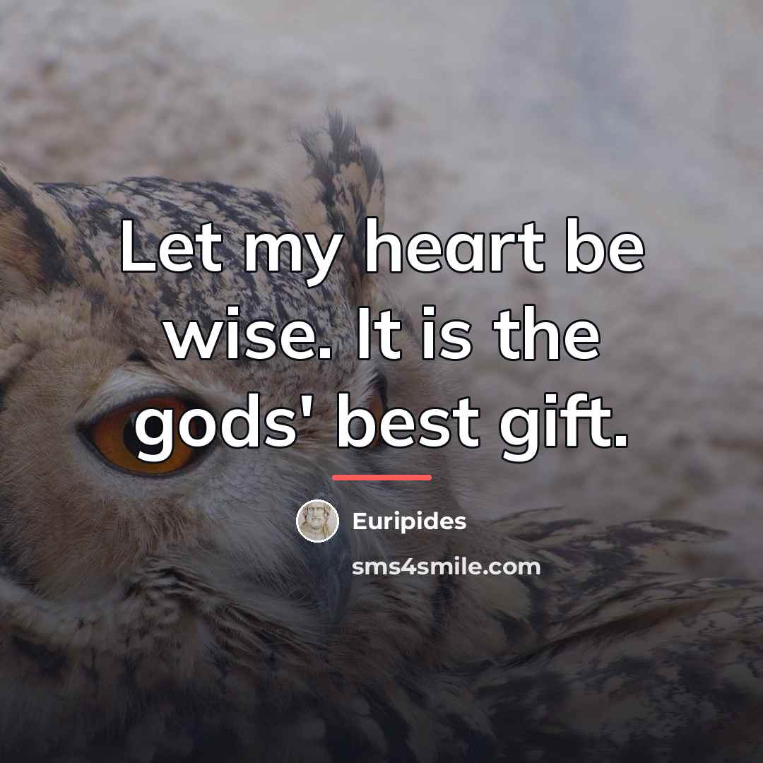 “Let my heart be wise. It is the gods' best…” quote by Euripides