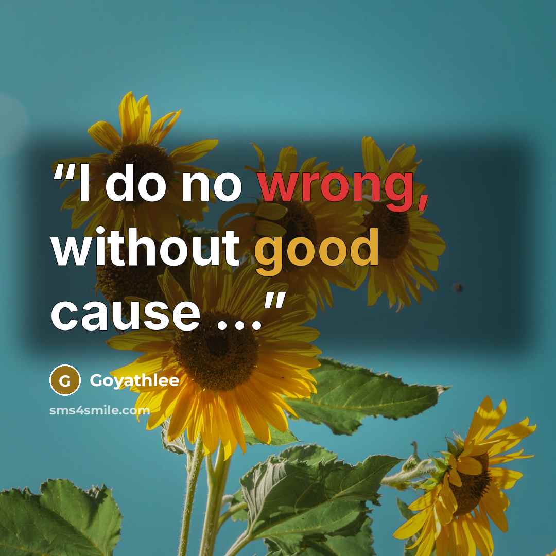 “I do no wrong, without good cause ...” quote by Goyathlee