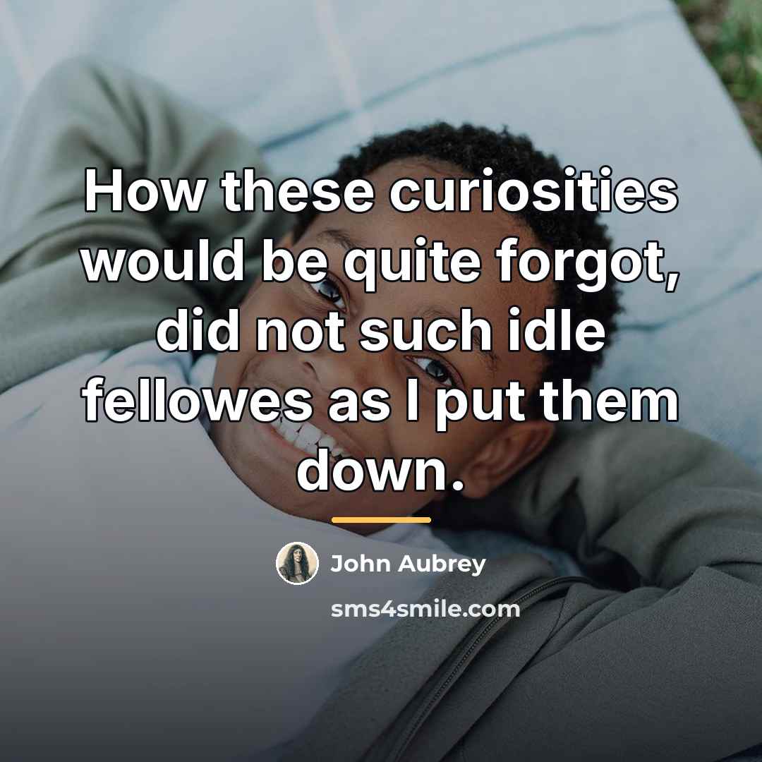 “How these curiosities would be quite forgot, did not such…” quote by John Aubrey