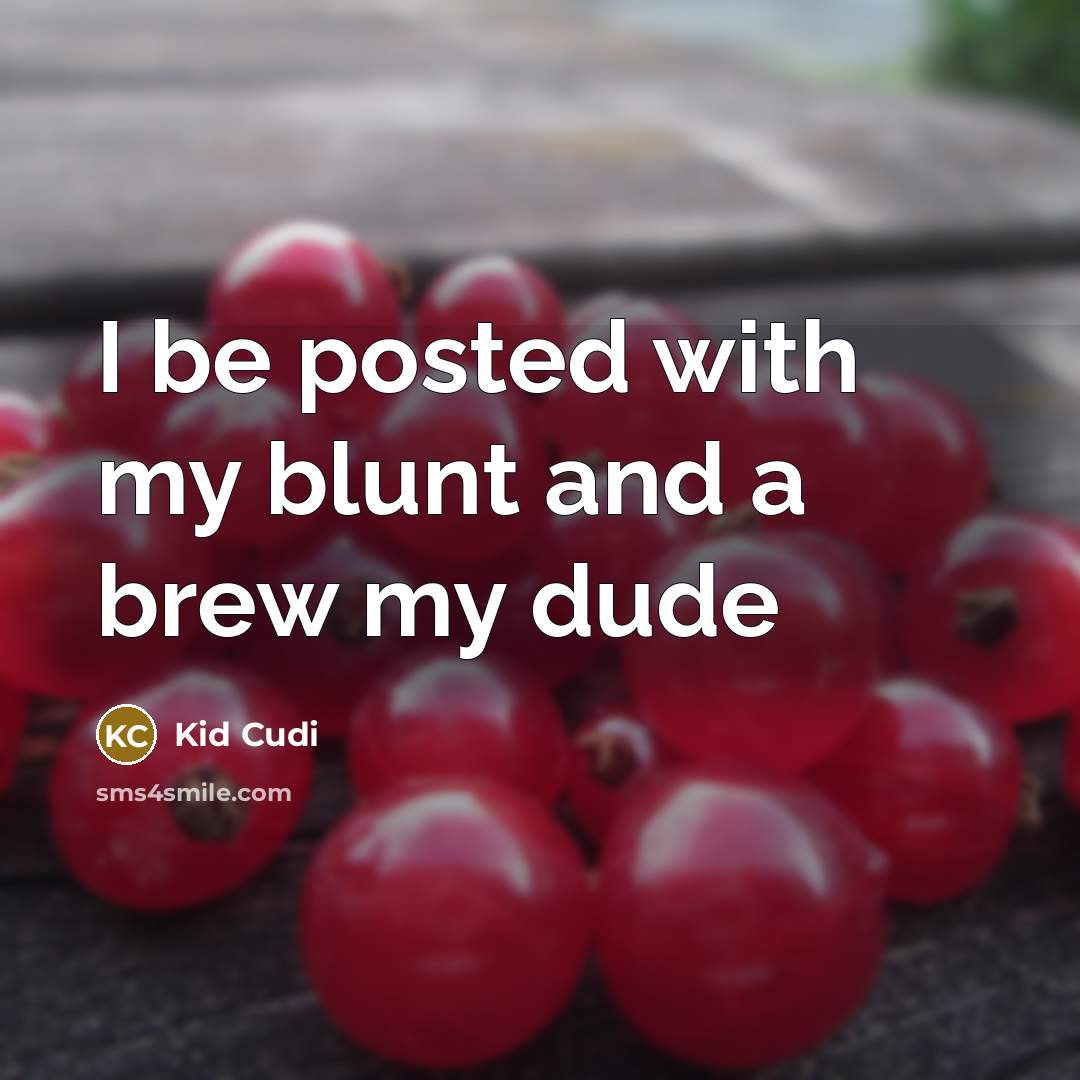 “I be posted with my blunt and a brew my…” quote by Kid Cudi