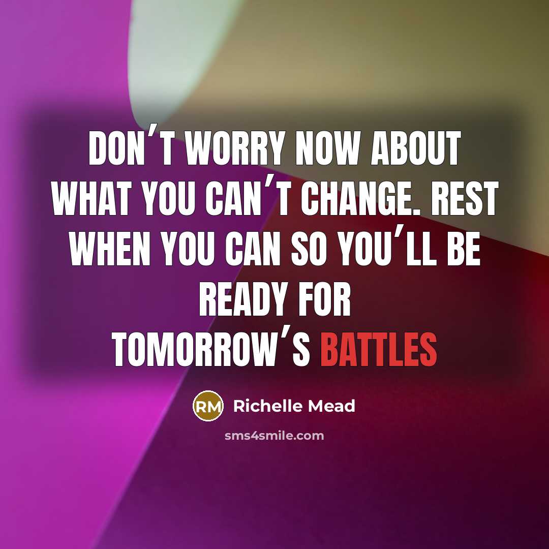 “Donʹt worry now about what you canʹt change. Rest when…” quote by Richelle Mead